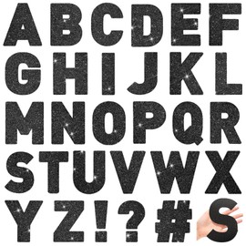 Harloon 232 Pcs 24 Sheets Large Glitter Letter Stickers Big Font Alphabet Letter Self Adhesive Letters Kit Mailbox Stickers for Mailbox Bulletin Boards Classroom Home(Black,6 Inch)