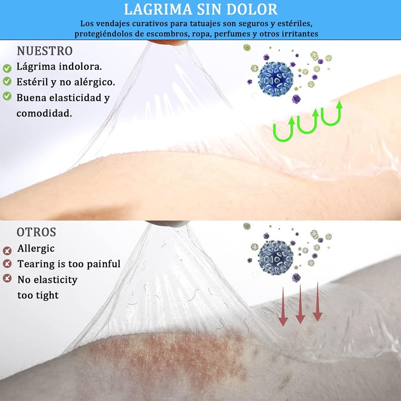 Vendaje para tatuajes，10 m * 15 cm-película transparente impermeable，vendaje para