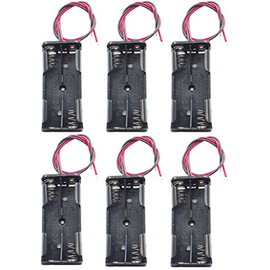 WAYLLSHINE 6PCS 2 x 1.5V AAA Battery Spring Clip Black Plastic 2 x 1.5V AAA Battery Case Holder Box Black Red Wire Leads