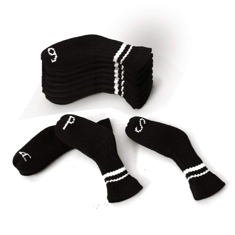10 Pcs Black Golf Iron Covers Cuteness Knitted Socks Shape