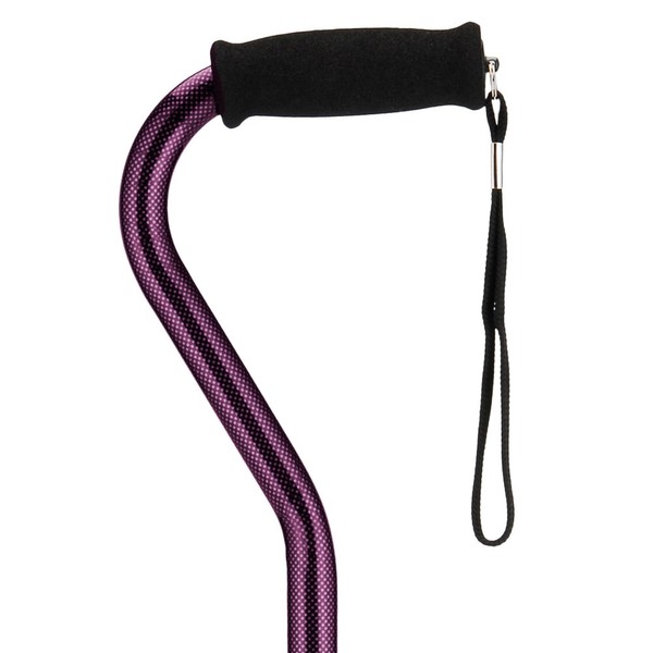 NOVA Designer Walking Cane with Offset Handle, Lightweight Adjustable Walking Stick with Carrying Strap, “Purple Checkers” Design
