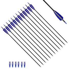 XTCXCARCHERY 30" Carbon Arrows Hunting Arrows with 4" Shield Shaped Turkey Feathers Spine 400 for Recurve & Traditional Long & English Long Bow(Pack of 12) (12, White&Blue)