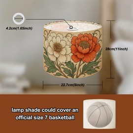 Lampshades Lamp Shades set of 2 Boho Brown Green Orange Peony Floral Vintage Peony Flowers Light Shade for Table Lamps Floor Lamps Drum Lamp Shades Lampshade Replacement