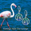 Flamingo Earrings Sterling Silver Flamingo Palm Tree Dangle Earrings Flamingo