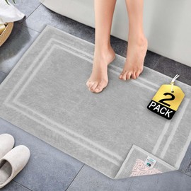 VOOVA & MOVAS Bath Mats 2-Pack 24"x33", Cotton, 830GSM, Light Gray
