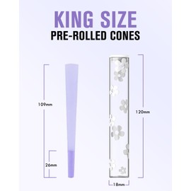 SafeDelux 100 PACK Colorful Cones Paper King Size with Airtight Glass Tube Great for Home & Travel (Mixed Color-Stripes)