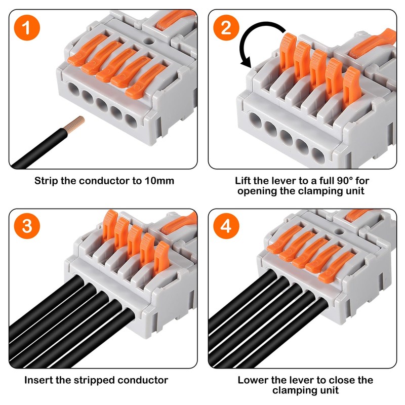 AITRIP 10PCS Lever Wire Connectors，Lever Wire Connectors, Quick Wiring Cable