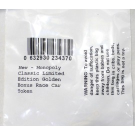 Hasbro Monopoly Classic Limited Edition Golden Bonus Race Car Token, Hasbro, NEW