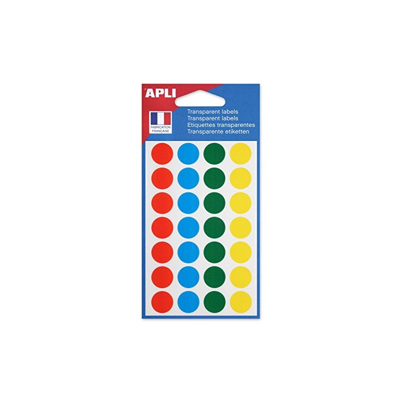 Agipa Pack of 140 Labels Marking Stickers Assorted Round 15 mm Transparent