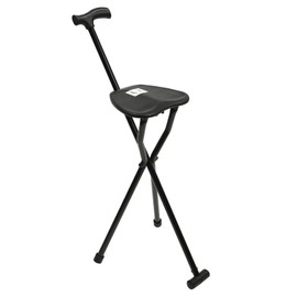 Kathring Cane with Seat, Folding Cane Chair, Portable Cane with Chair with Non-Slip Feet, Holds 249 lbs, 35.4 inches Tall, Lightweight Aluminum, Easy to Carry and Store