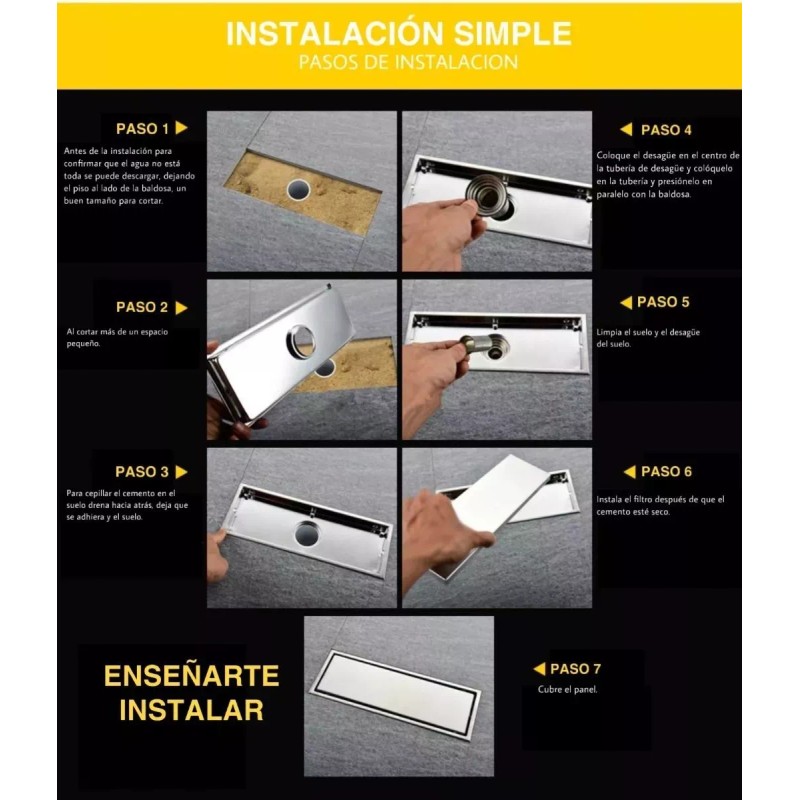 Zhaoci Coladera Desagüe Invisible Lineal Antiolor De Acero Inoxi 30*11cm