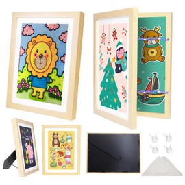 2-Pack Kids Art Frames Changeable with Stand 8.5x11 Front Opening, A4 Artwork Frames for Kids Art Storage, Art Picture Frame with Mat and 4 Acrylic Boards, Kids Room Decor Art Display, Holds 150Pcs