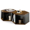 Giantex Hexagonal Coffee Table Set of 2, Stackable Nightstand with
