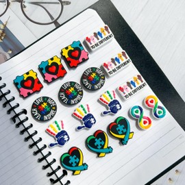 KnvsS - Juego de abalorio focales de silicona con temática de autismo para bolígrafos con abalorio, llavero para hacer bricolaje, suministros de llavero, abalorio focales (Autism 29 unidades)