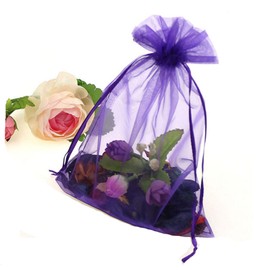 MELUOGE 100pcs 6X9 Inches Organza Drawstring Jewelry Pouches Bags Party Wedding Favor Gift Bags Candy Bags (Deep Purple)