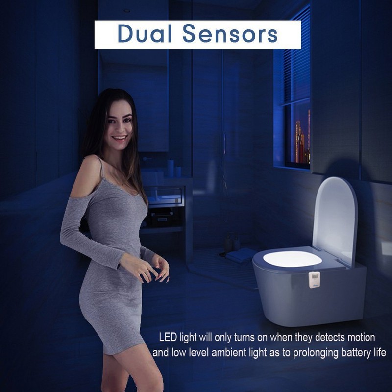 16-Color Motion Sensor Activated Toilet Night Light, Cool Fun Bathroom