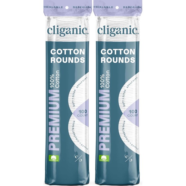Cliganic Cliganic Premium Cotton Rounds for Face (200 Count) |