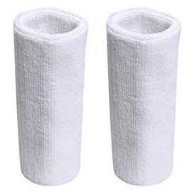 Sweatbands Sports Wristbands for Men and Women - 6 inch Elastic Athletic Wrist Bands for Tennis, Basketball, Running, Working Out (White)