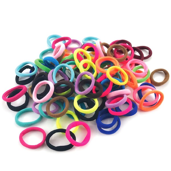 8.5mm Hair Ties Rubber Bands for Women Girls Thick Curly Hair, 100 PCS Mix Color, No Crease No Damage Seamless Large Ponytail Holders for Kids Men, No slip Durable Hair Elastics by CYWLIFE