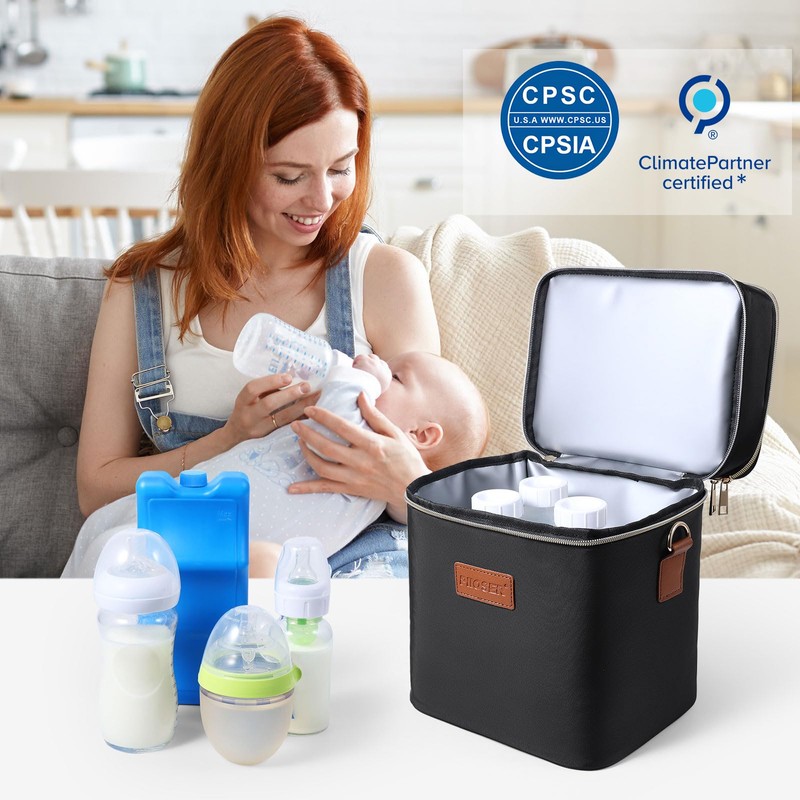 PIIOSER Breastmilk Cooler Bag with Ice Pack Fits 6 Baby