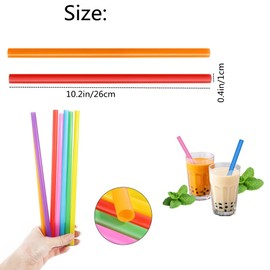100Pcs Colourful Straws, Reusable Straws, Plastic Milkshake Straw for Various Drinks, Juice, Milk, Tea and Party (0.4" Diameter and 10.2" Long)