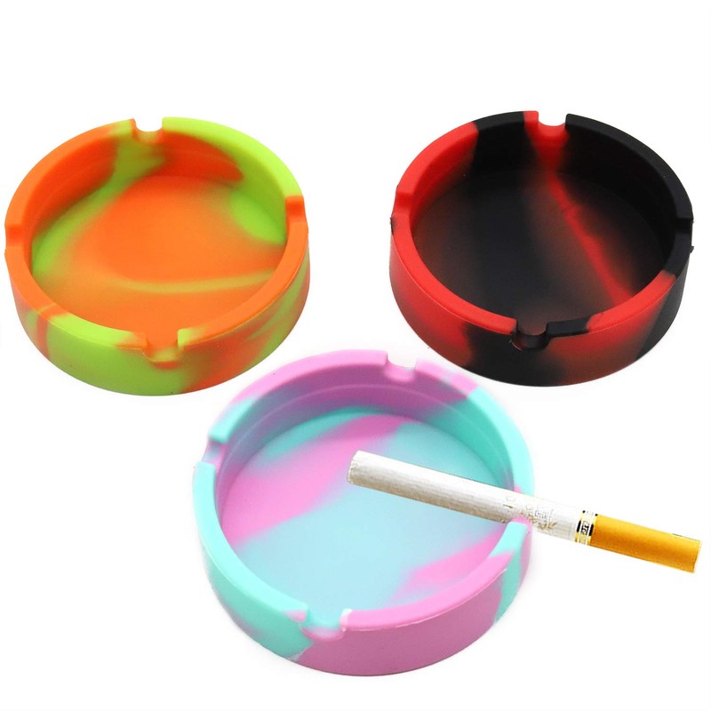LEKAI Multiuse 3PCS Silicone Round Ashtray High Temperature Resistant Unbreakable