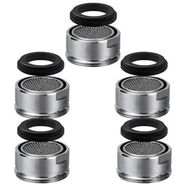 5 Pcs Tap Aerator, 24 mm Replacement Tap Filter Nozzle with Gasket, Chrome Plated Brass Female Tread Anti Splash Faucet Aerator, Taps Attachment Sink Kitchen Bathroom Shower Sink Basi.