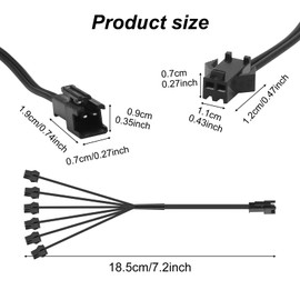 YnGia 6 Way EL Wire Extension Cable, 1 Male to 6 Female EL Splitter Cable Line 2-Pin Extension Cord Wire Connector 2PCS for LED Glow Light Neon Strip EL Wire Light