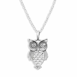 Monkimau Women's Necklace with Owl Pendant Made of 925 Sterling Silver Owl Necklace Silver Women Charm Chain Jewellery Gifts for Children Girls Women, Stainless Steel