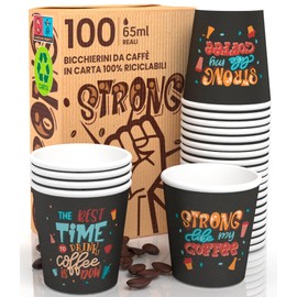 Pack of 100 Coffee Cups 65 ml StrongLifeCUP Environmentally Friendly Glasses Disposable Cups Small Asport Warm Drinks