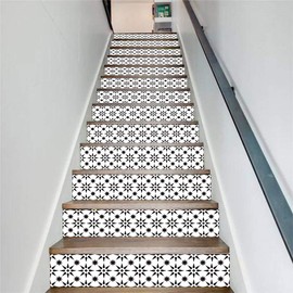 3D Stair Stickers,Peel and Stick Waterproof self-Adhesive Staircase Stickers Wallpaper Vinyl DIY Stair Decals Mural House Home Decoration 39.3" w x 7" h 13 Pieces