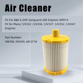 Qiqimingxin 2Pcs 596760 Air Cleaner Fit for B&S 6.5HP Fit for Vanguard 200 Engines GM914 12V332 12V336 12V337 12V352 12V367 Replace 596760 595345 6812718 Air Filter