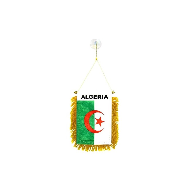 Algeria Mini Flag 4"x6" Window Banner w/suction cup