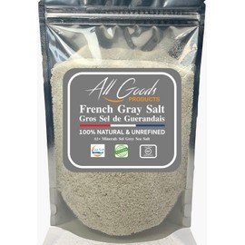 All Goods French Grey Salt Organic 82 Minerals Fine Ground - 7oz, French Gray, Hand-Harvested, Les Guérandais, Unrefined.