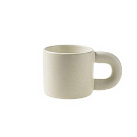 Low thick handle ceramic mug 4-piece set, splash ink, white, tomato dog, brown.