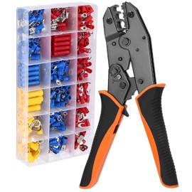 Crimping Pliers for 0.5-6 mm², Crimping Pliers Cable Lugs Set with 400 Pieces Cable Lugs Crimping Tool for Pliers Household Appliances Connection, Vehicle Circuit Maintenance Orange/Black