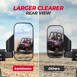 KEMIMOTO Mirrors UTV Side Mirror Compatible with Polaris Ranger 570 900 XP 1000 2015-2023 General 1000, Compatible with Can Am Defender Maverick Trail UFORCE 600 1000 (Not Compatible with Full Door)