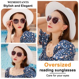 WEMOOTANTS Oversized Reading Sunglasses Women 2.25+ Fashion Sunglasses Readers for Lady Full Lens Outdoor 1.0 1.25 1.5 1.75 2.0 2.25 2.5 2.75 3.0 3.5 (Clear,225)