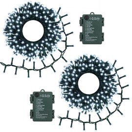 BSGlobal Battery Cluster String Lights 2 Pack Total 20Ft 400 LED String Lights with Timer 8 Modes Firecracker Christmas Lights Outdoor Waterproof for Tree Home Decor (Cool White)