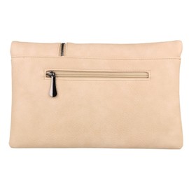 Girly Handbags Zip Flap Clutch Bag, beige