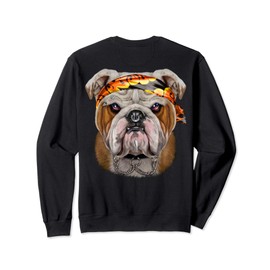 Grumpy English Bulldog in Punk Rock Style Sweatshirt