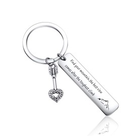 Keytells Camping Keychain Mountain Lover Gifts, Outdoor Mountaineering Keychain Hiking Jewelry, Adventure Traveling Gifts Mountain Inspirational Keyring