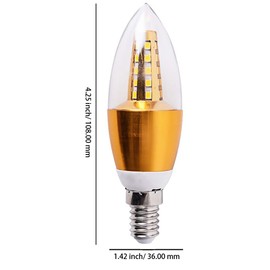 BesYouSel E14 LED Candelabra Base Bulbs 5W Decorative Candle Base 50 Watt Equivalent E14 Candle Lamp for Ceiling Fan Dining Room Home Decor 3000K Warm White AC85-265V Gold Torpedo Shape Pack of 6