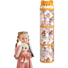Almacenamiento De Juguetes De Peluche,Torre Organizadora De Almacenamiento Para Peluches - Contenedor Transparente de Gran Capacidad con Ruedas, Sujetador de Juguetes, Decoración para Habitación Par