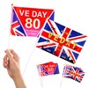 Ve Day 80th Anniversary Flag Handheld Mini Flag,10Pcs Memorial Mini Flags 80 Years Victory In Europe Flags Small Handle Commemorative Flags for 80th Anniversary of Ve Day for Events Party