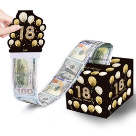 Birthday Pull-Out Gift Box Cute 18th Birthday Gift Pull-Out Surprise Set With Bag Fun Gift Black And Gold Party Decoration Suitable For Boys And Girls