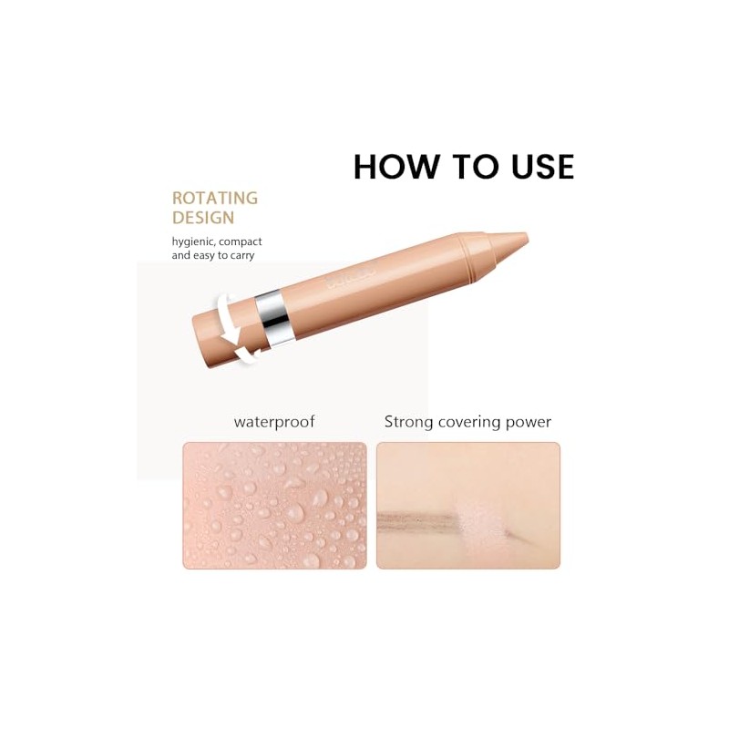 2pcs Light Beige Concealer Crayon Set, Brightening Creamy Concealer Sustainable