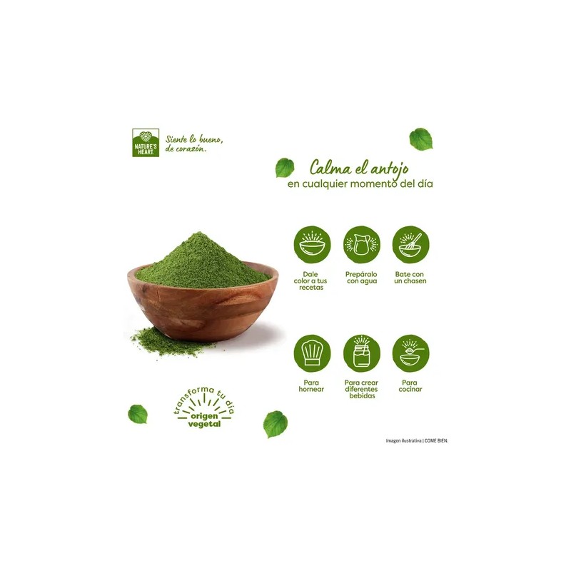 Matcha Orgánico Antioxidante Nature's Heart Superfood Bolsa Resellable de 100g