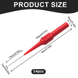 14 Pcs Automotive Back Probe Pins - 4mm Female Socket Multimeter Wire Piercing Test Probes with Insulated Handle, 0.7mm Puncture Needle for Car Repair & Electrical Testing(Red & Black)