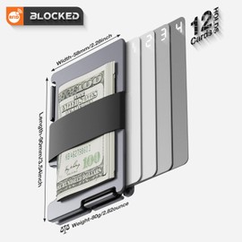 MIFANYO Geldbörse für Männer, Minimalistischer Metallkartenhalter, Slim Fronttaschen-Geldbörsen mit Geldriemen, RFID-Schutz, Grau, P05